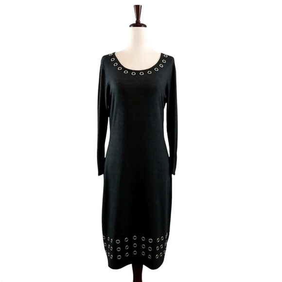 🎁NWOT Calvin Klein Dress. Grommets on Neckline & Bottom Zippers on Sleeve Cuffs - Picture 1 of 15